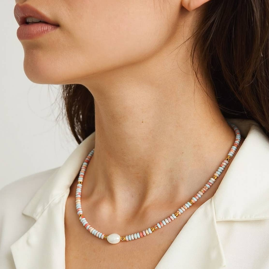 Boho Beaded Pearl Necklace